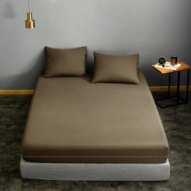 Husa cu fermoar pentru saltea din bumbac 100% natural, de culoare maro - MetruPatrat.ro
