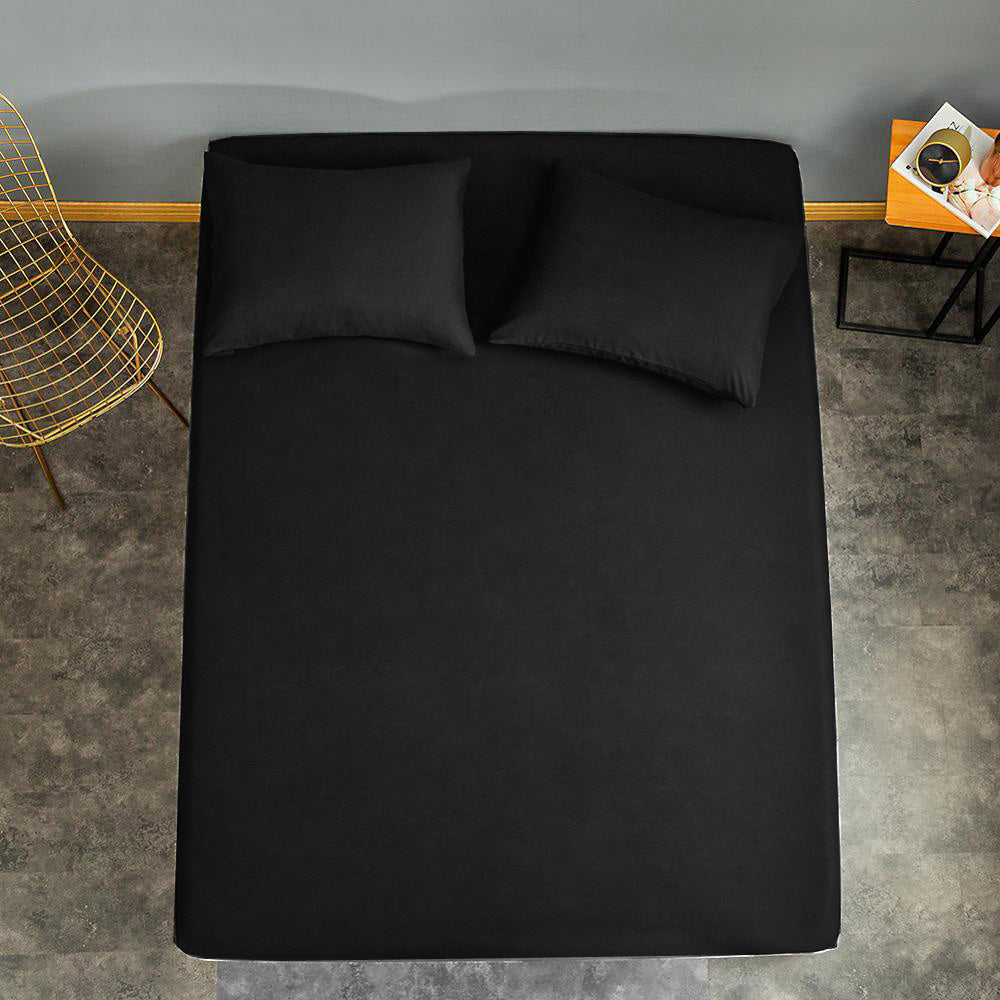 Husa cu fermoar pentru saltea din bumbac 100% natural, de culoare negru uni - MetruPatrat.ro