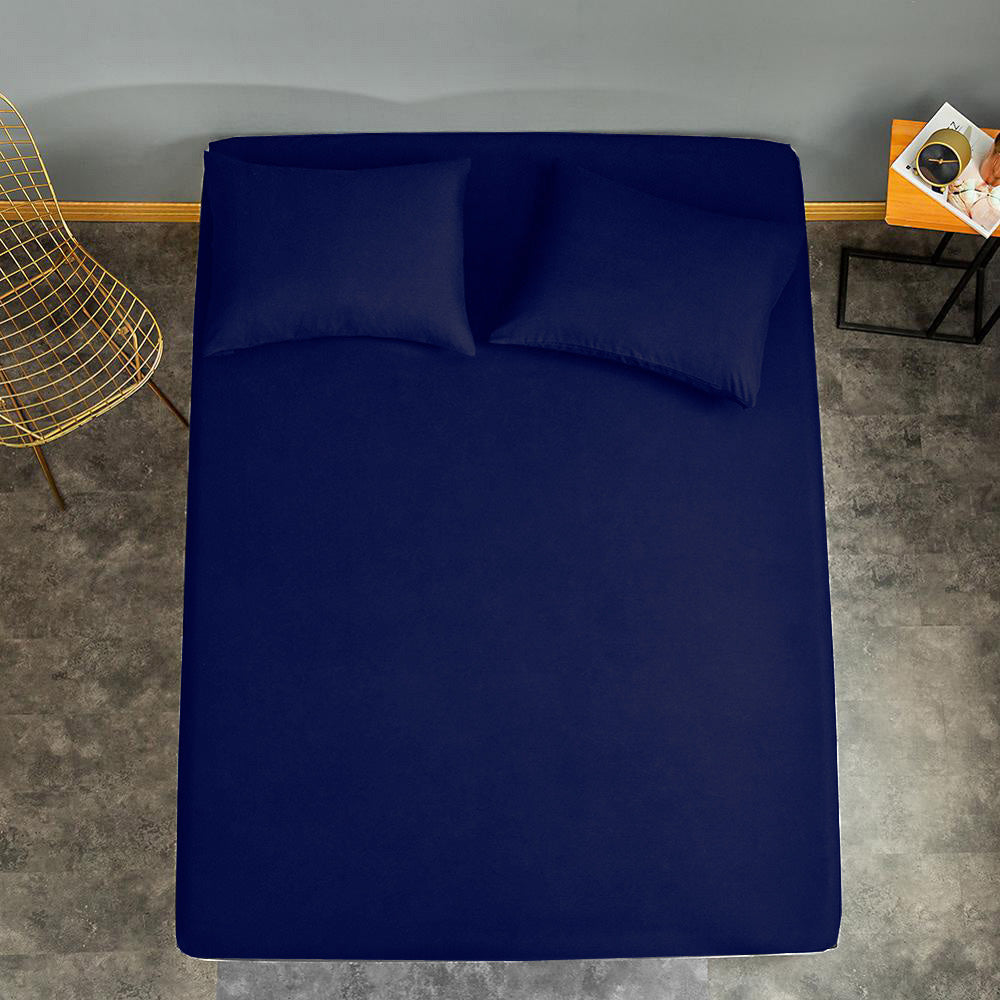 Husa cu fermoar pentru saltea din bumbac 100% natural, de culoare bleumarin uni - MetruPatrat.ro