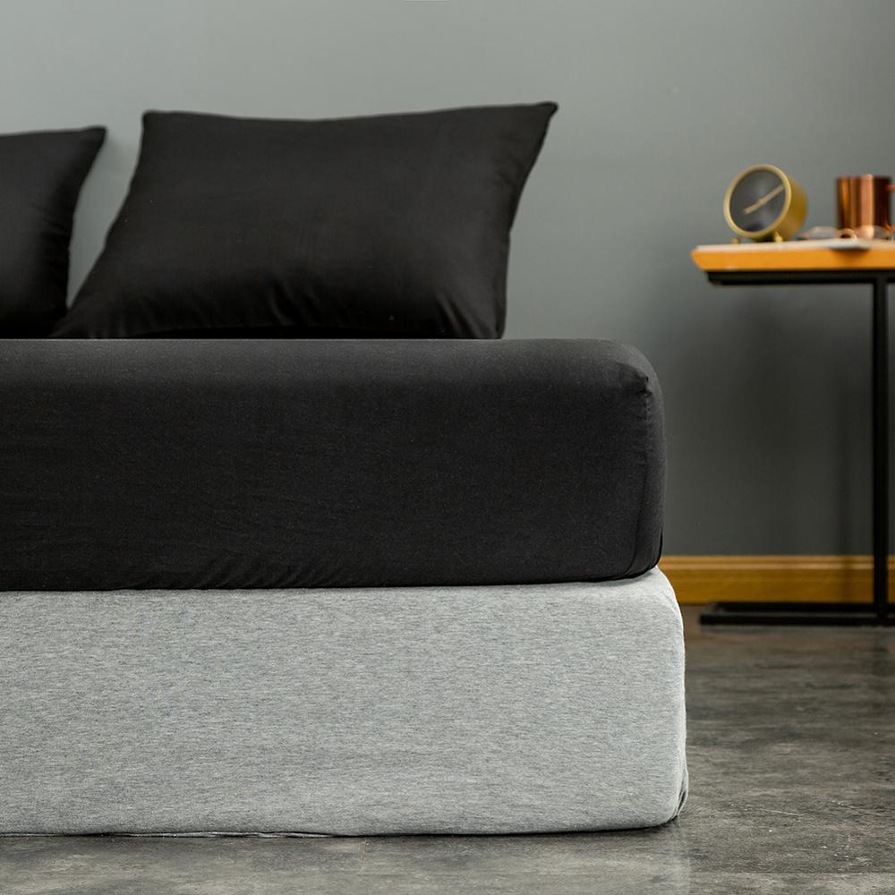 Cearceaf de pat cu elastic, bumbac natural 100%, negru