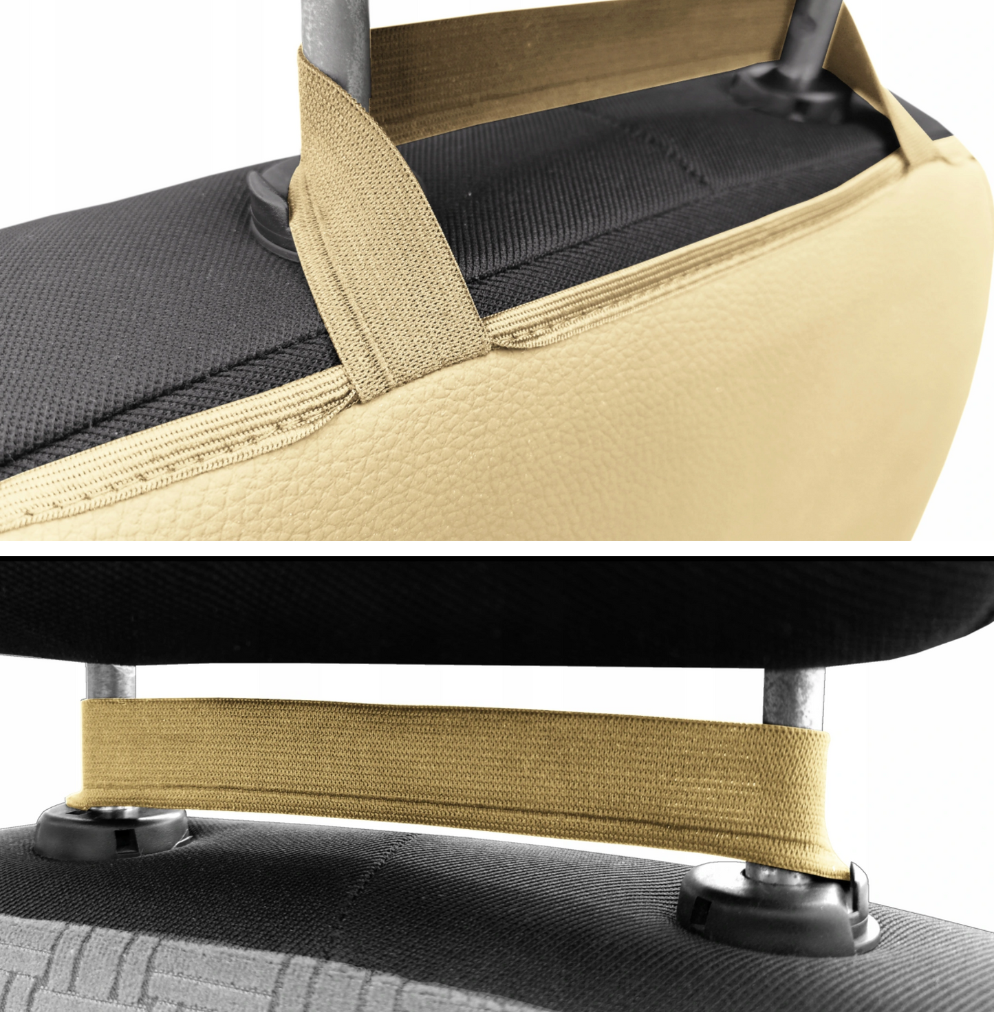 Set 2 protectii scaune auto, crem, din piele ecologica, universale, lavabile, impermeabile - protectie spatar scaun fata si protectie pentru scaun auto, scoica bebe