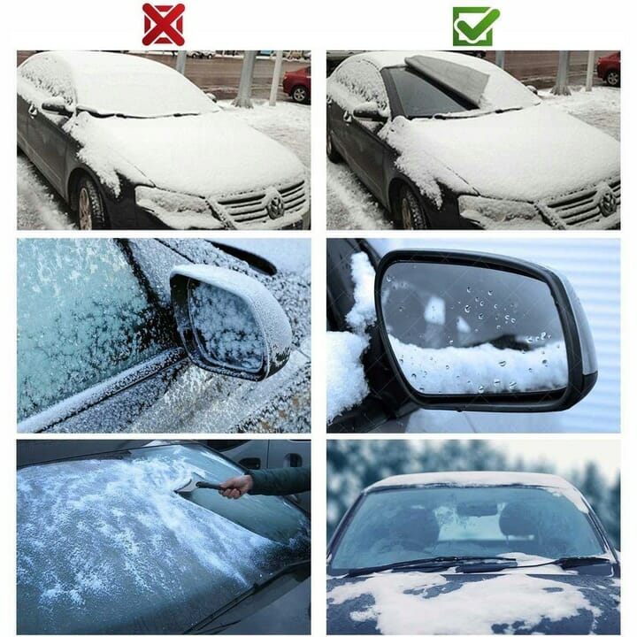 Set 3 protectii auto iarna, pentru autoturisme, husa parbriz 188 x 89 cm, huse oglinzi laterale si huse stergatoare