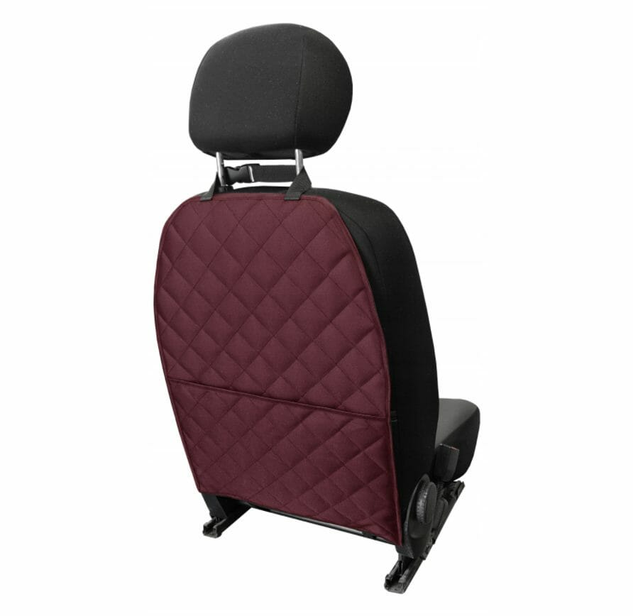 Set 2 protectii auto matlasate, universale, lavabile, grena, protectie scaun sau bancheta si protectie spatar scaun cu buzunar organizator, Metru Patrat