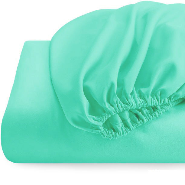 Cearceaf de pat cu elastic, bumbac natural 100%, turcoaz - MetruPatrat.ro