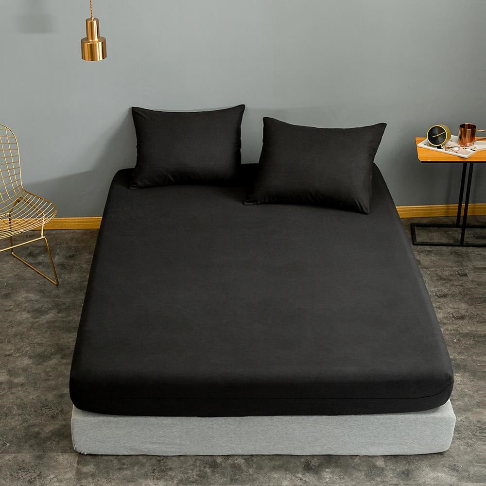 Husa cu fermoar pentru saltea din bumbac 100% natural, de culoare negru uni - MetruPatrat.ro