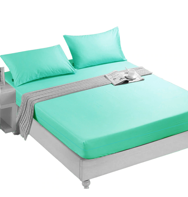 Husa cu fermoar pentru saltea din bumbac 100% natural, de culoare turcoaz