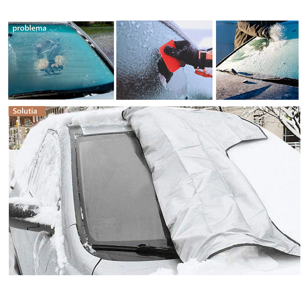 Set 2 protectii auto iarna, pentru autoturisme, universale, husa parbriz 157 x 88 cm si huse stergatoare