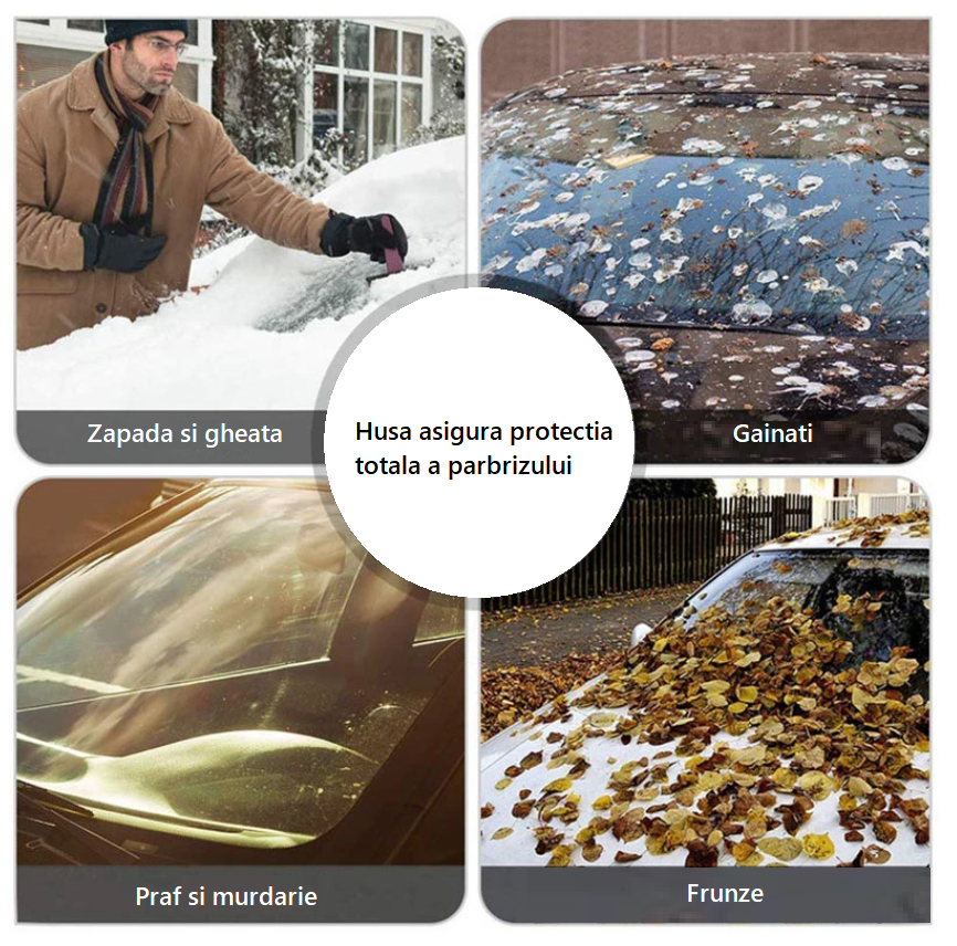 Set 2 protectii auto iarna, pentru autoturisme, universale, husa parbriz 157 x 98 cm si huse stergatoare