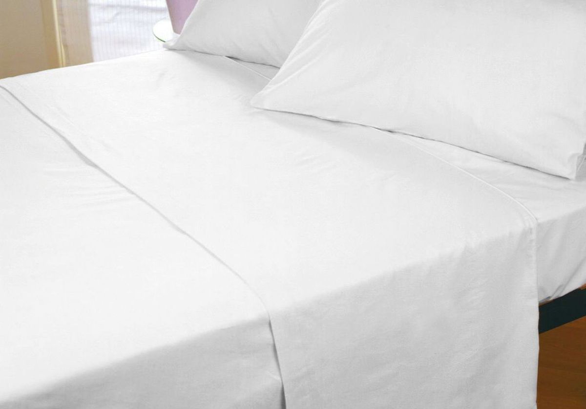 Lenjerie pat 2p bumbac sifon alb - 4 piese ( saltea 160/200)