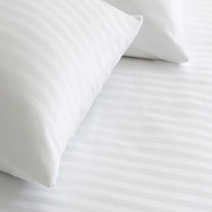 Lenjerie pat 2p bumbac damasc dungi late alb - 4 piese ( saltea 140/200)