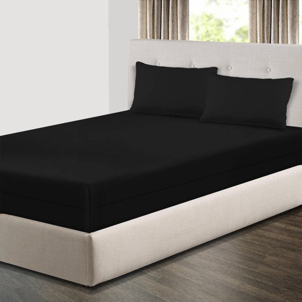 Husa cu fermoar pentru saltea din bumbac 100% natural, de culoare negru uni - MetruPatrat.ro