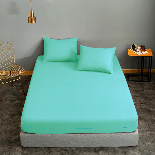 Husa cu fermoar pentru saltea din bumbac 100% natural, de culoare turcoaz