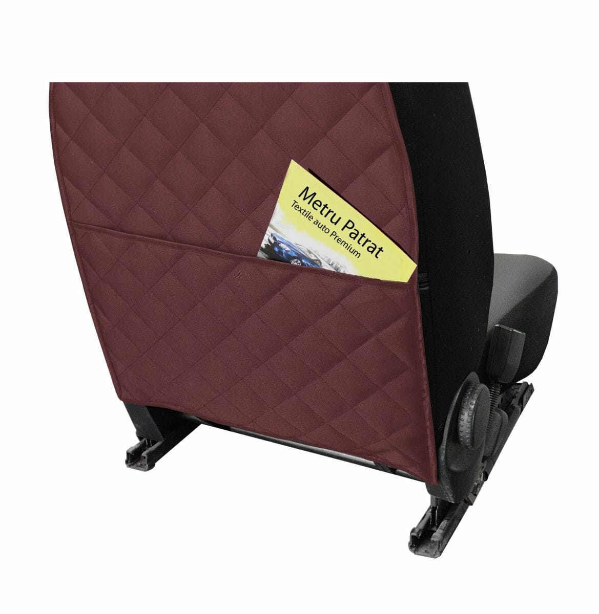 Set 2 protectii auto matlasate, universale, lavabile, grena, protectie scaun sau bancheta si protectie spatar scaun cu buzunar organizator, Metru Patrat