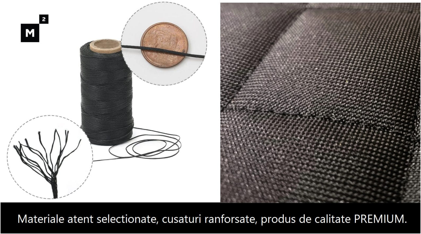 Set 3 protectii auto, matlasate,universale, negre, lavabile, impermeabile, protectie bancheta cu decupare cotiera,spatar scaun si protectie scaune fata, Metru Patrat