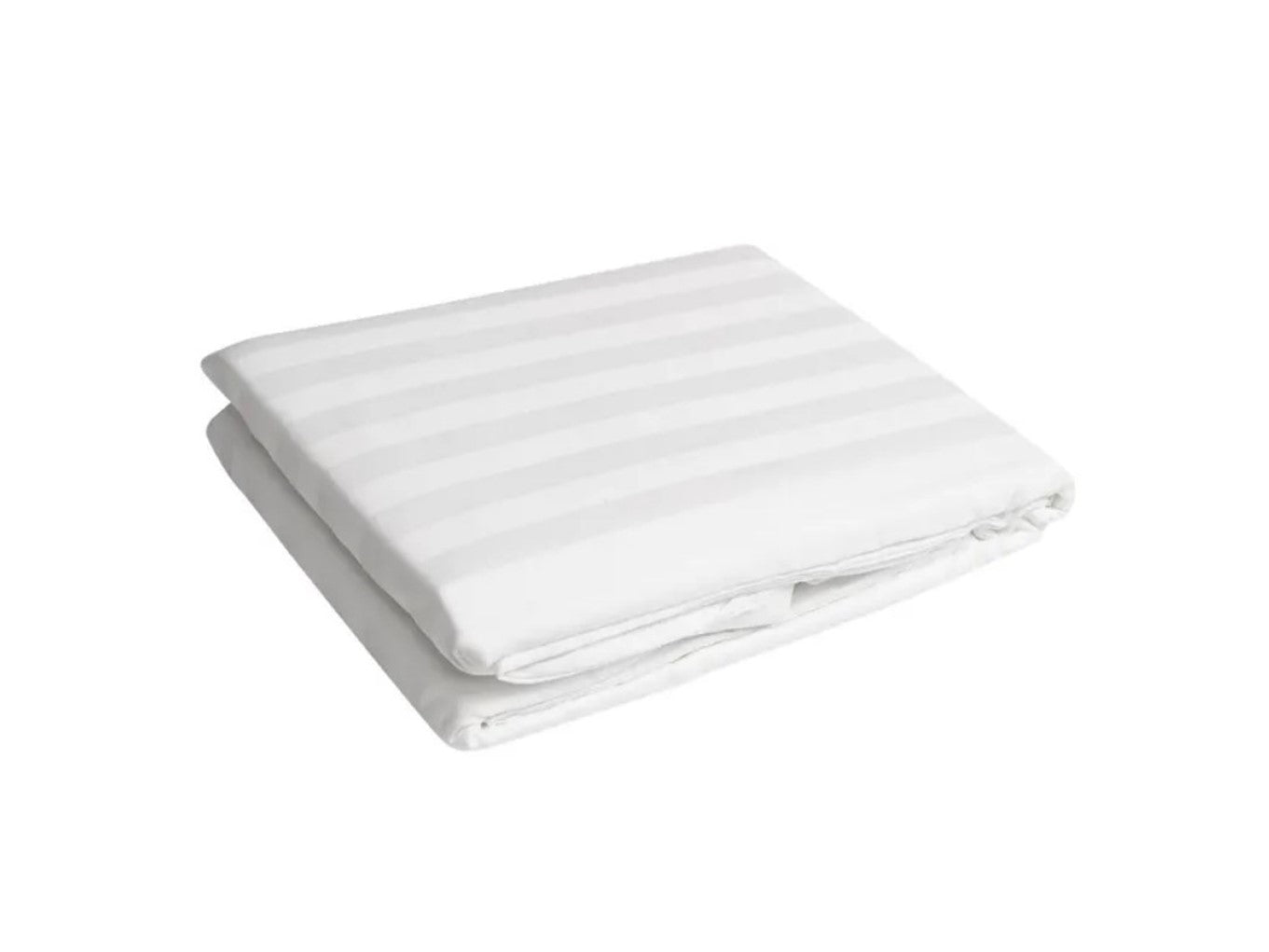 Cearceaf cu Elastic din Damasc Premium, Alb Imaculat, Dungi Late, Bumbac 100%, Grosime 180 grame/m², Metru Patrat - MetruPatrat.ro