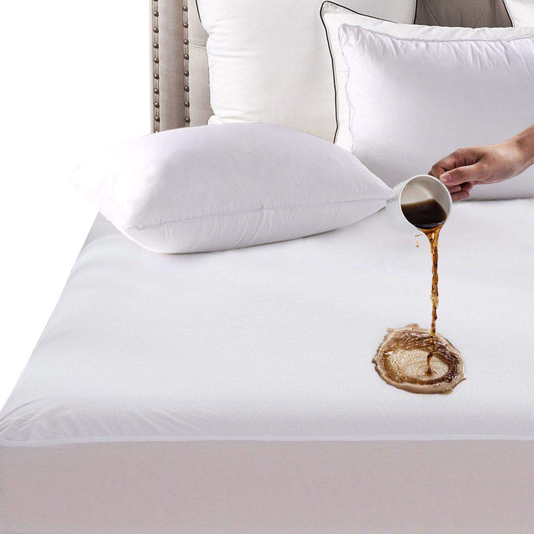 Set 3 piese, husa de protectie saltea si huse perne cu fermoar, impermeabile si matlasate, Metru Patrat