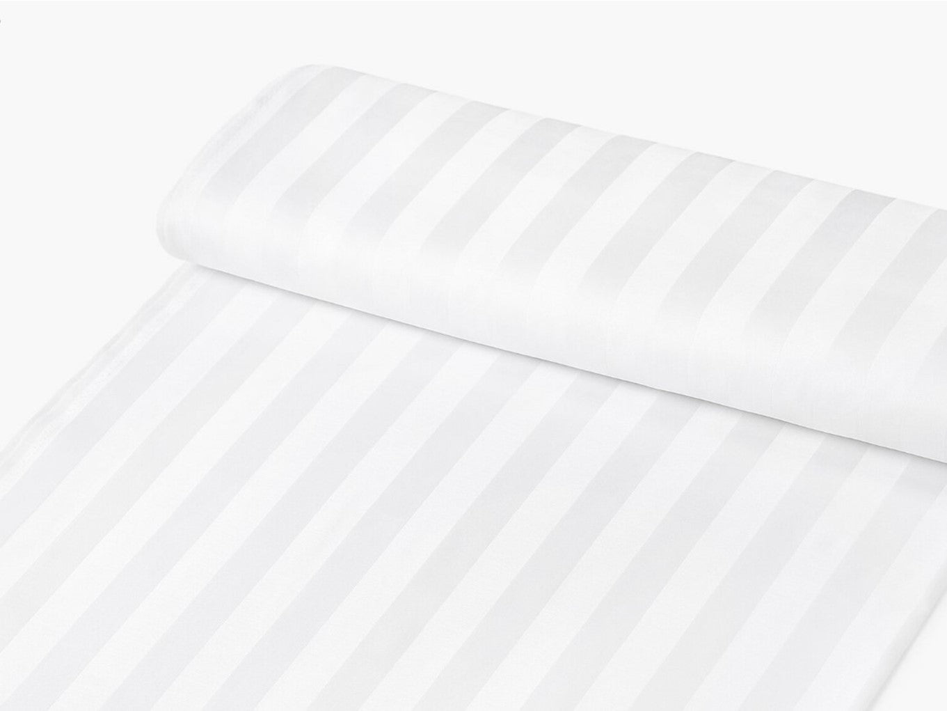 Fata de perna, din Damasc Premium, Alb Imaculat, Dungi Late, Bumbac 100%, Grosime 180 grame/m², Metru Patrat - 1 bucata