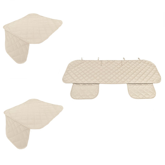 Set 3 protectii auto, pentru bancheta spate si scaune fata, matlasate, model universal, crem