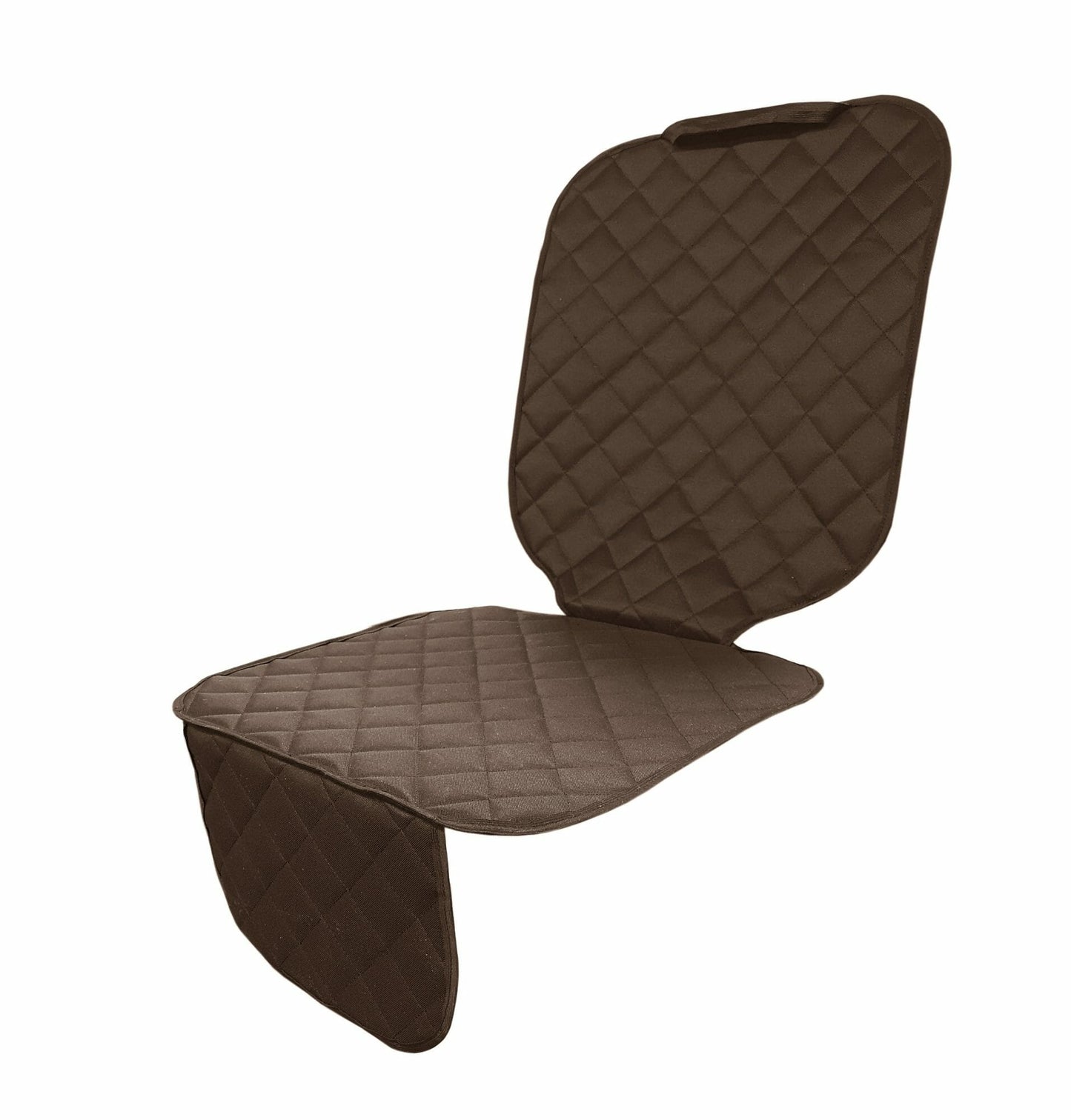 Set 2 protectii auto matlasate, universale, lavabile, maro, protectie scaun sau bancheta si protectie spatar scaun cu buzunar organizator, Metru Patrat