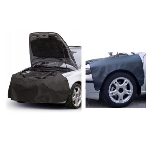 Set 2 protectii mecanici auto, protectie frontala textil + protectie laterala piele ecologica 10036 +10033