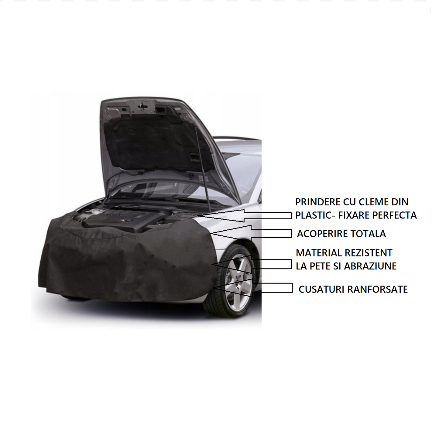 Husa protectie pentru mecanici si service auto, frontala, universala, pentru partea din fata a autoturismului, protejeaza impotriva petelor de ulei, vaselina, mizeriei si a zgarieturilor 10036