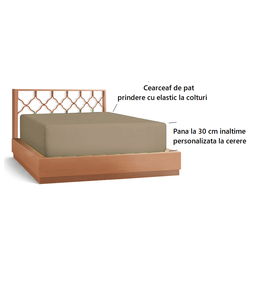 Cearceaf de pat cu elastic, bumbac natural 100%, maro
