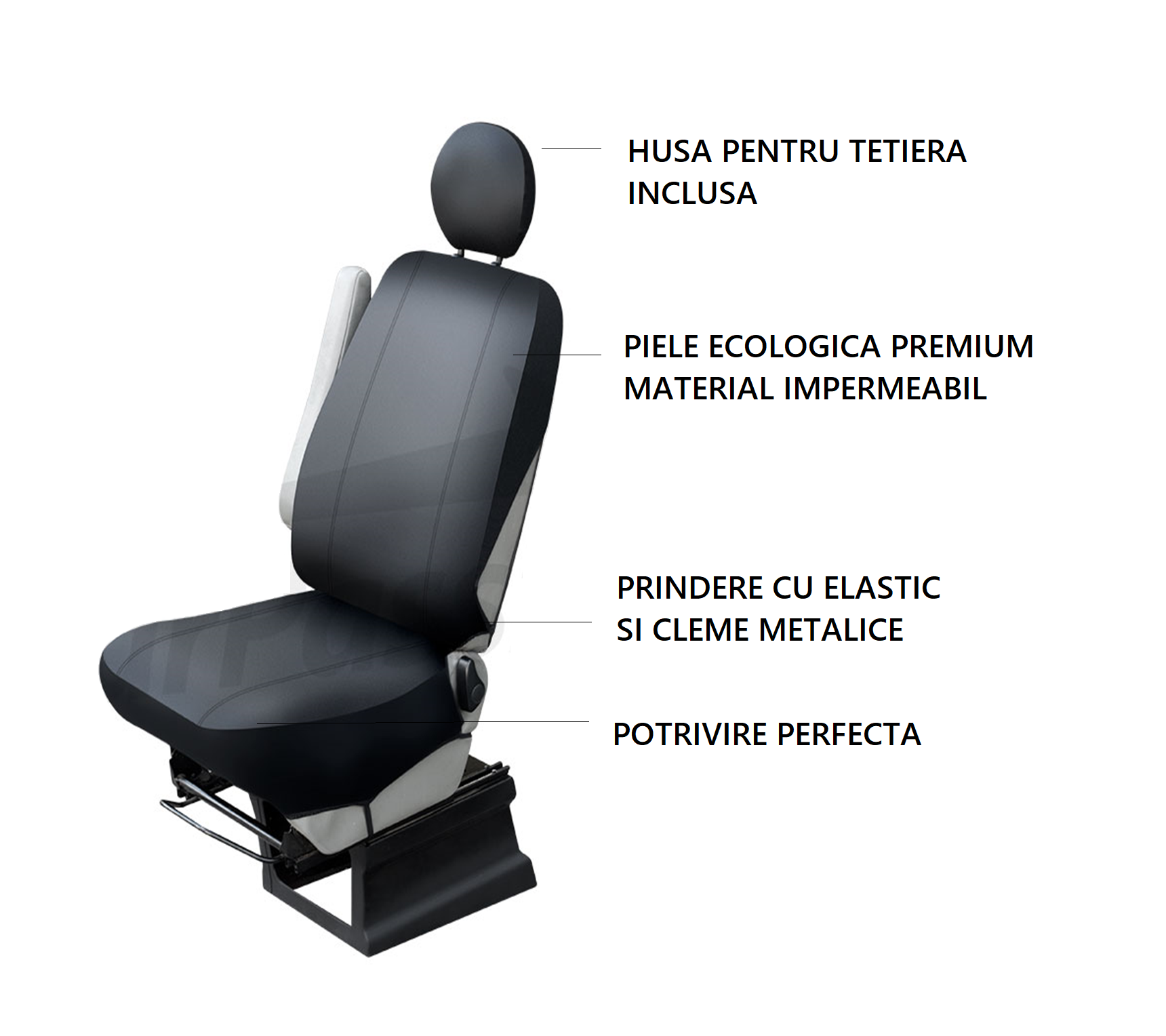 Husa pentru scaunul soferului, pentru masinile de tip microbuz, din piele ecologica marimea L 30102 - MetruPatrat.ro