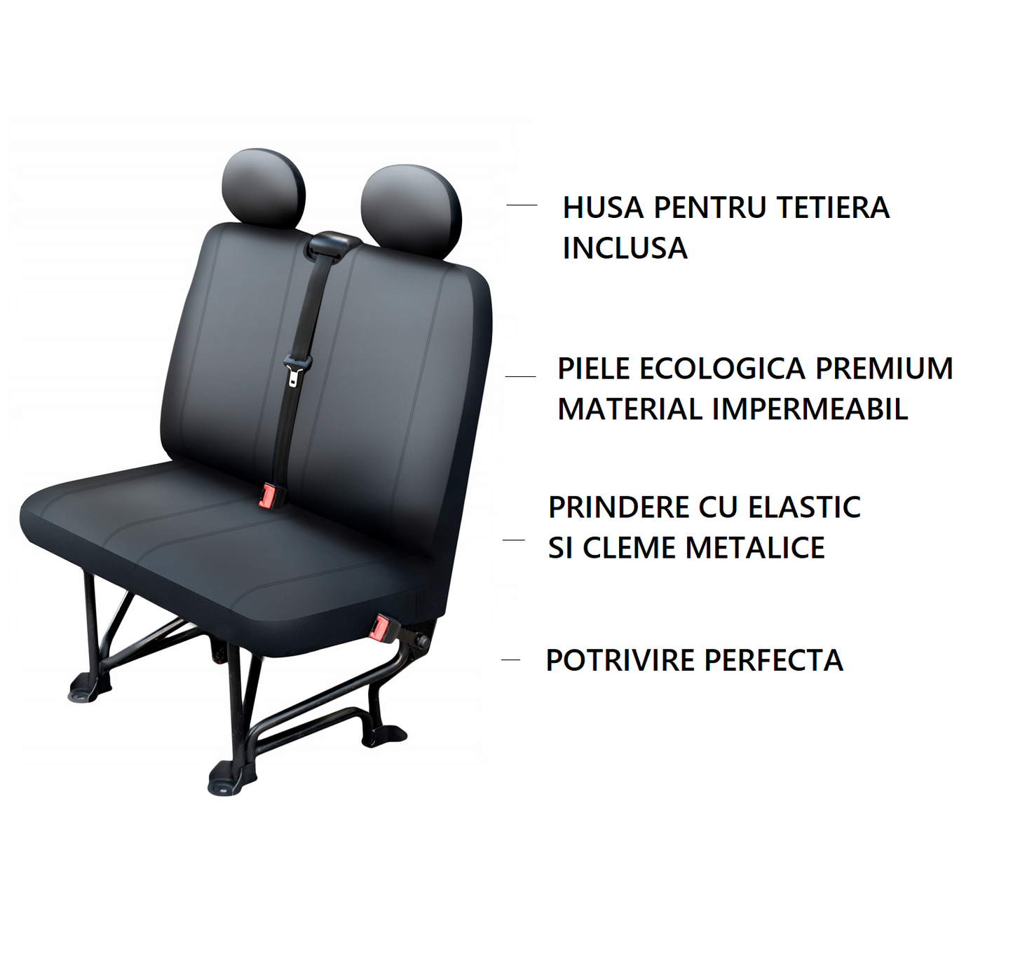 Husa microbuz pentru scaunele pasagerilor, din piele ecologica premium, dedicate masinilor de tip VAN, micorbus, utilitare, marimea L 30202