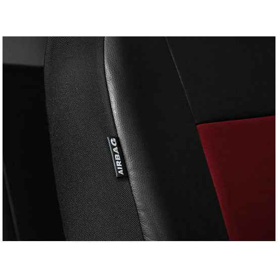 Set din doua huse auto universale , pentru scaunele din fata , sofer si pasager , de culoare rosie , imitatie piele AH216R
