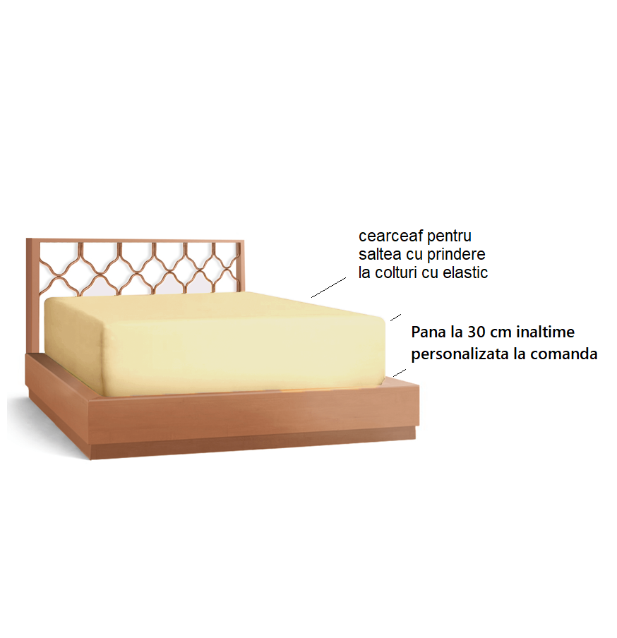 Cearceaf de pat cu elastic, bumbac natural 100%, crem - MetruPatrat.ro