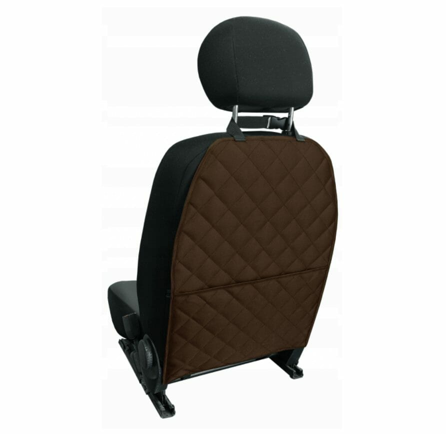 Set 2 protectii auto matlasate, universale, lavabile, maro, protectie scaun sau bancheta si protectie spatar scaun cu buzunar organizator, Metru Patrat