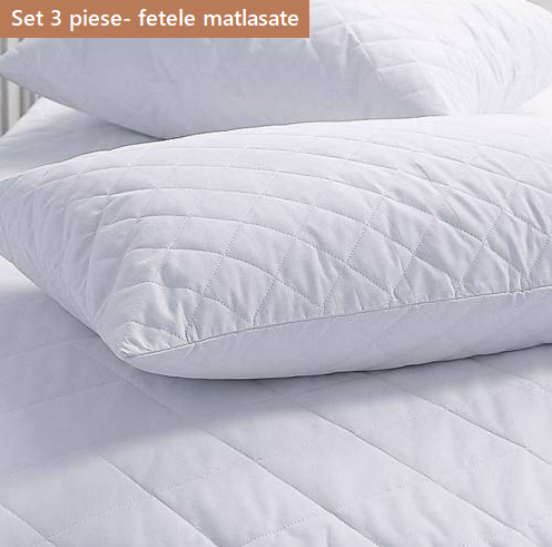 Set 3 piese, husa de protectie saltea si huse perne, cu fermoar, matlasate, Metru Patrat - MetruPatrat.ro