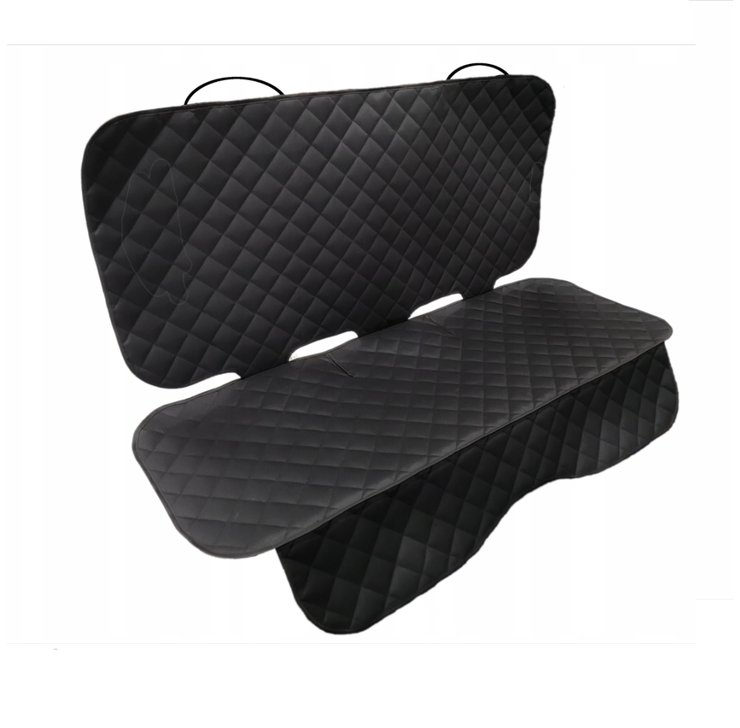 Set 3 huse de protectie scaune auto, universale, matlasate, negre, lavabile, impermeabile - protectie matlasata pentru bancheta din spate si 2 protectii spatar scaun