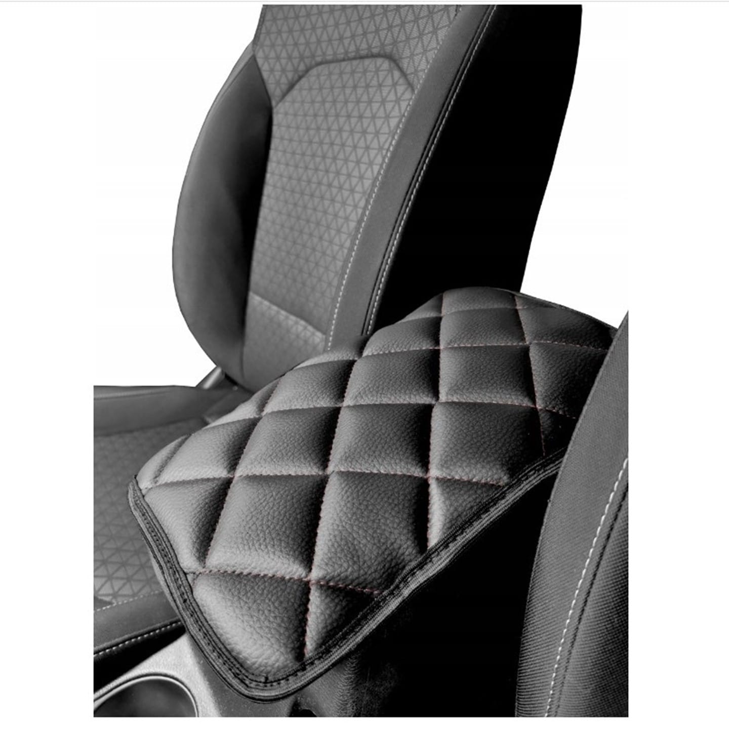 Protectie auto pentru cotiera, din piele ecologica matlasata, universala, neagra, Metru Patrat 5084 - MetruPatrat.ro