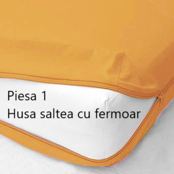 Husa cu fermoar pentru saltea din bumbac 100% natural, de culoare mustar - MetruPatrat.ro