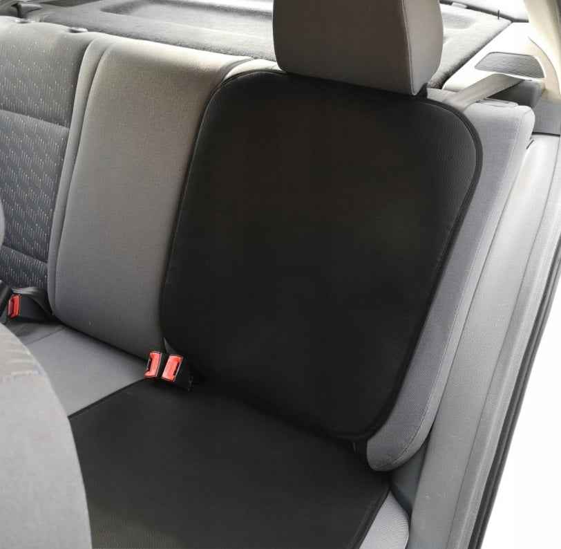 Protectie scaun auto copii, scoica bebe, neagra, din piele ecologica neteda, lavabila, impermeabila