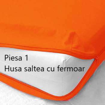 Husa cu fermoar pentru saltea din bumbac 100% natural, de culoare portocaliu - MetruPatrat.ro