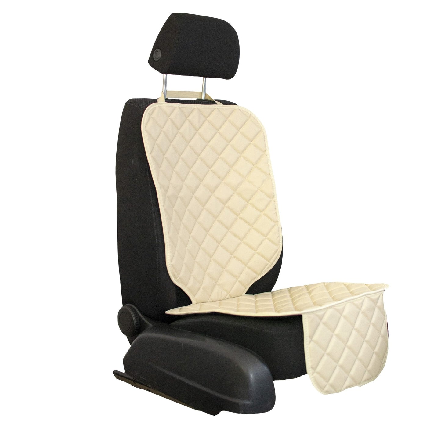 Protectie scaun auto copii, scoica bebe, crem, din piele ecologica matlasata, lavabila, impermeabila, Metru Patrat 5062