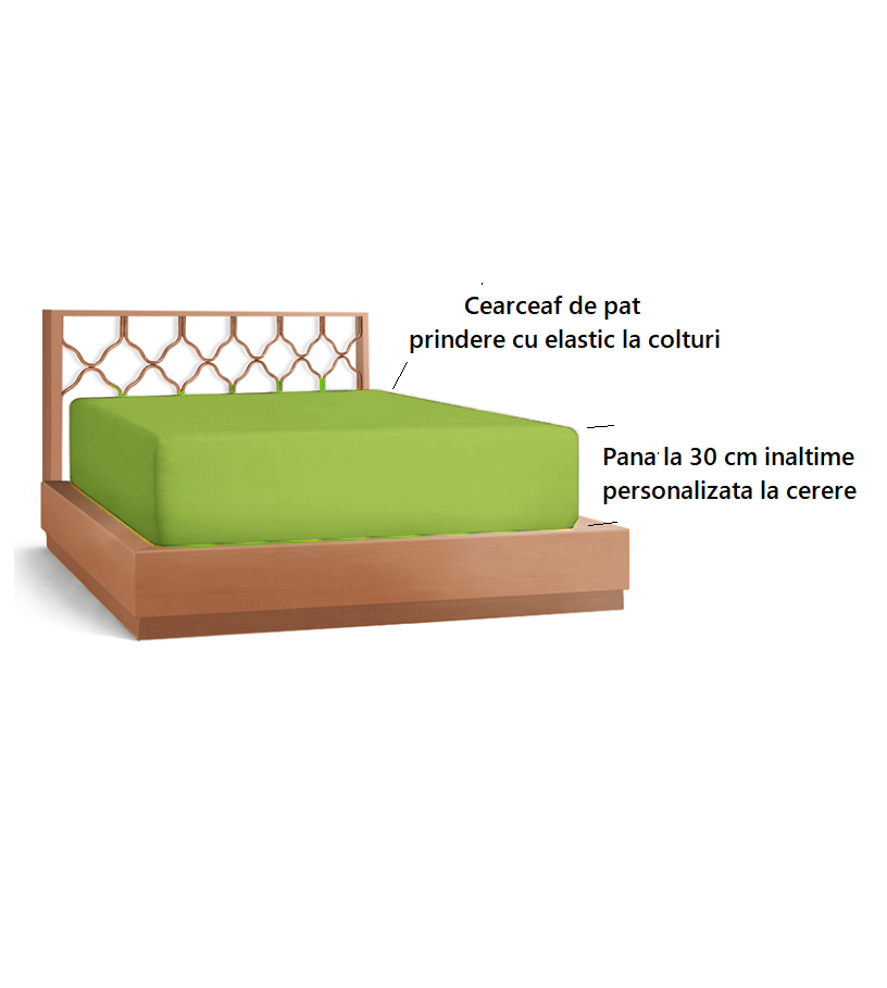 Cearceaf de pat cu elastic, bumbac natural 100%, verde mat - MetruPatrat.ro