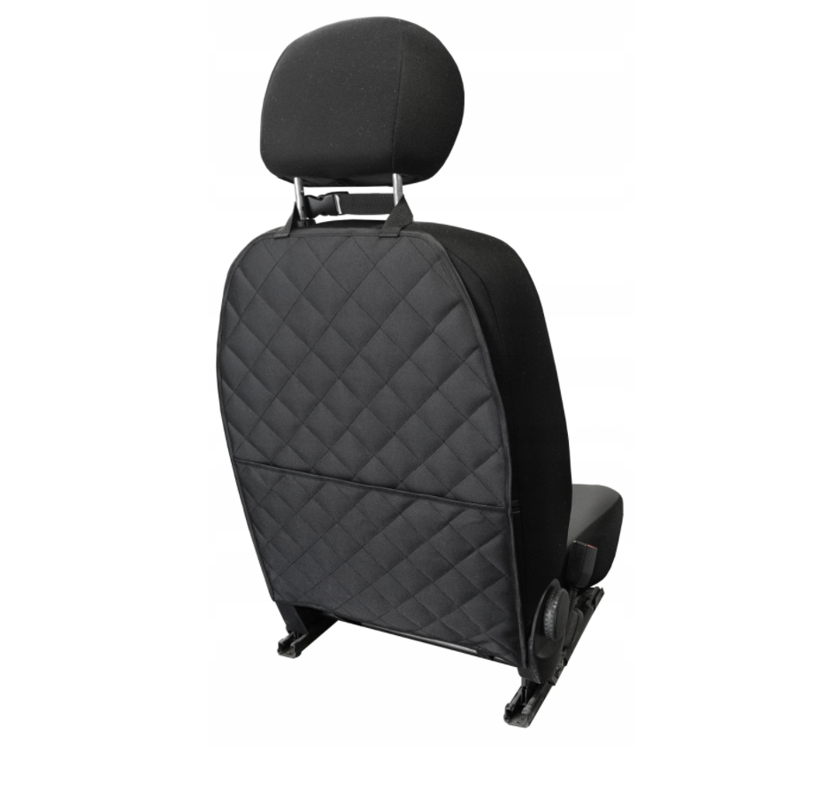 Set 2 protectii auto matlasate cu organizator, pentru spatarul scaunului din fata, lavabile, impermeabile, neagra - MetruPatrat.ro