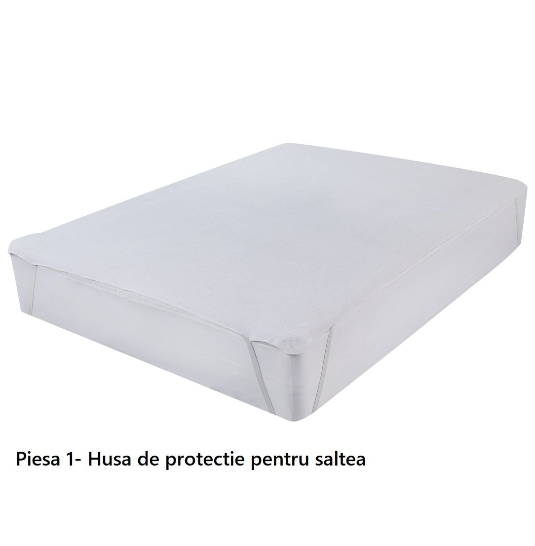 Set 2 piese impermeabile, compus din husa de protectie impermeabila cu elastic pe colturi, + 1 husa impermeabila pentru perna - MetruPatrat.ro