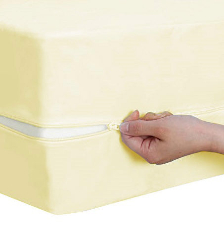Husa cu fermoar pentru saltea din bumbac 100% natural, de culoare crem, ivory - MetruPatrat.ro