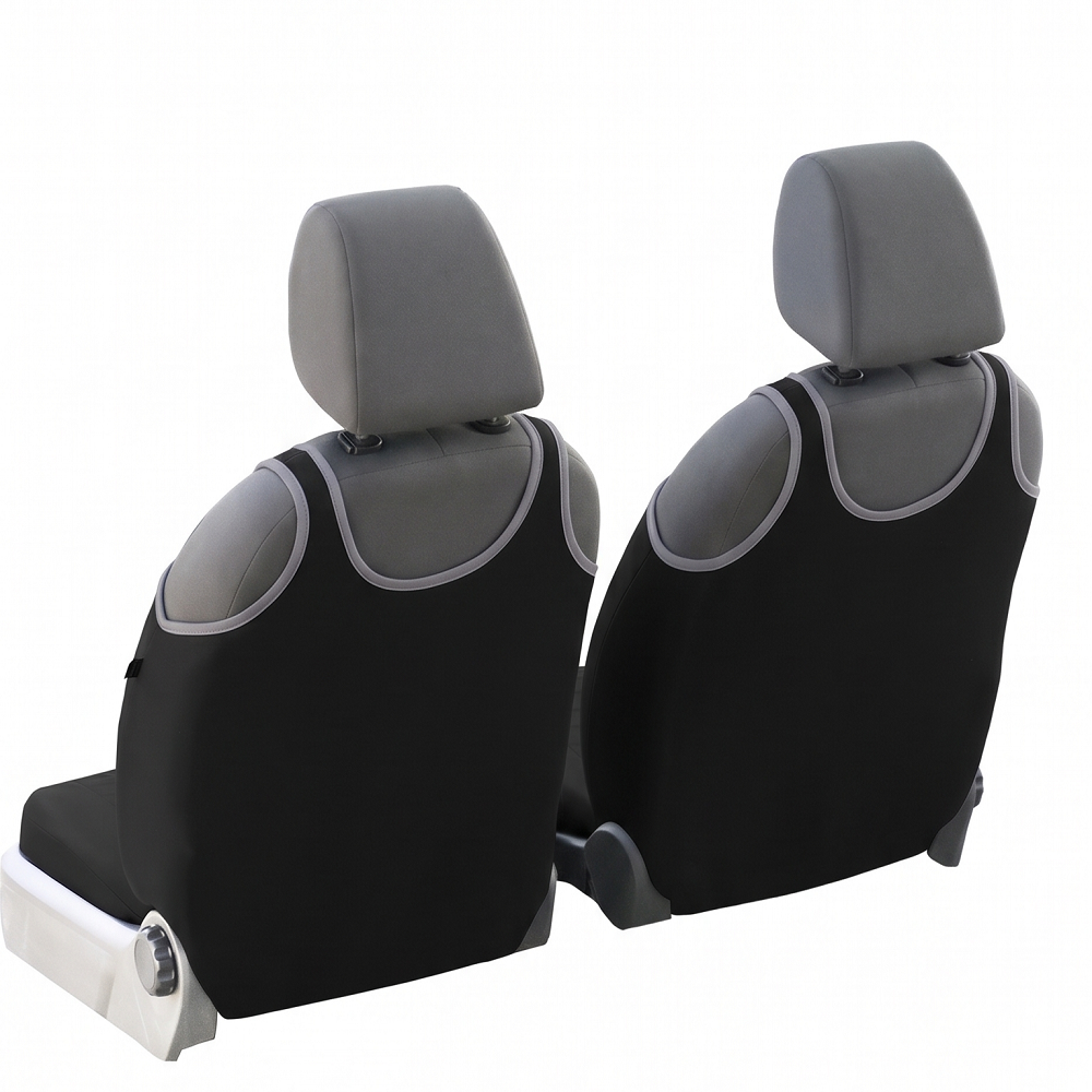 Set 2 huse auto Universale tip maieu, Confort, din textil tapiterie, Negru-Gri