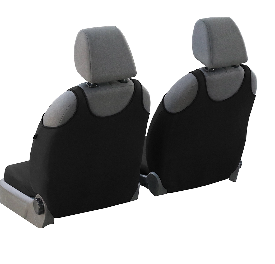 Set 2 huse auto Universale tip maieu, Tuning, din textil tapiterie, Negru-Rosu