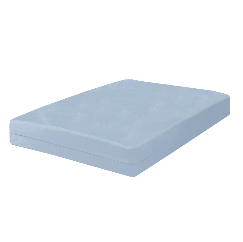 Husa cu fermoar pentru saltea din bumbac 100% natural, de culoare albastru deschis uni - MetruPatrat.ro