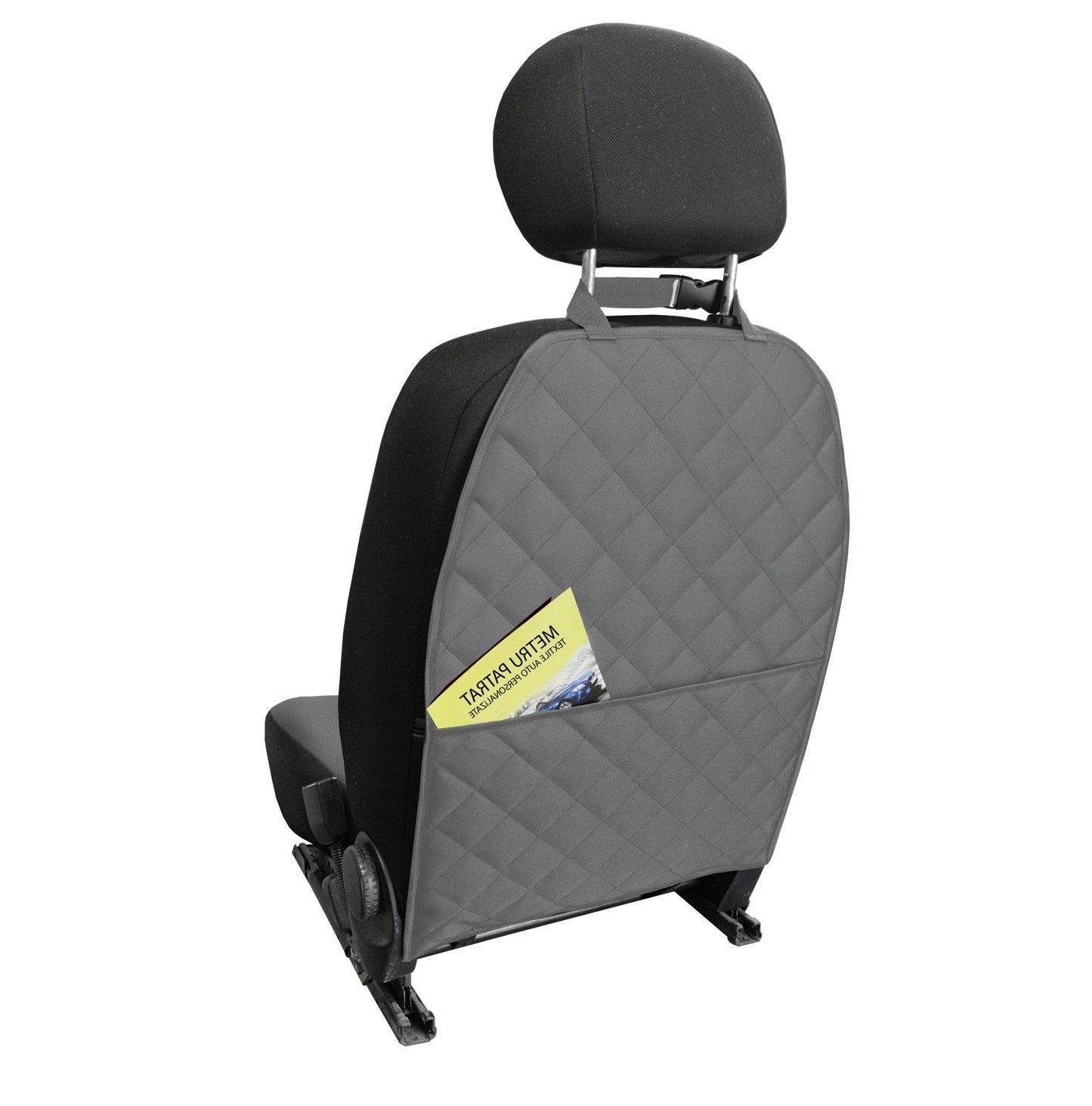 Set 2 protectii auto matlasate, universale, lavabile, gri, protectie scaun sau bancheta si protectie spatar scaun cu buzunar organizator, Metru Patrat - MetruPatrat.ro