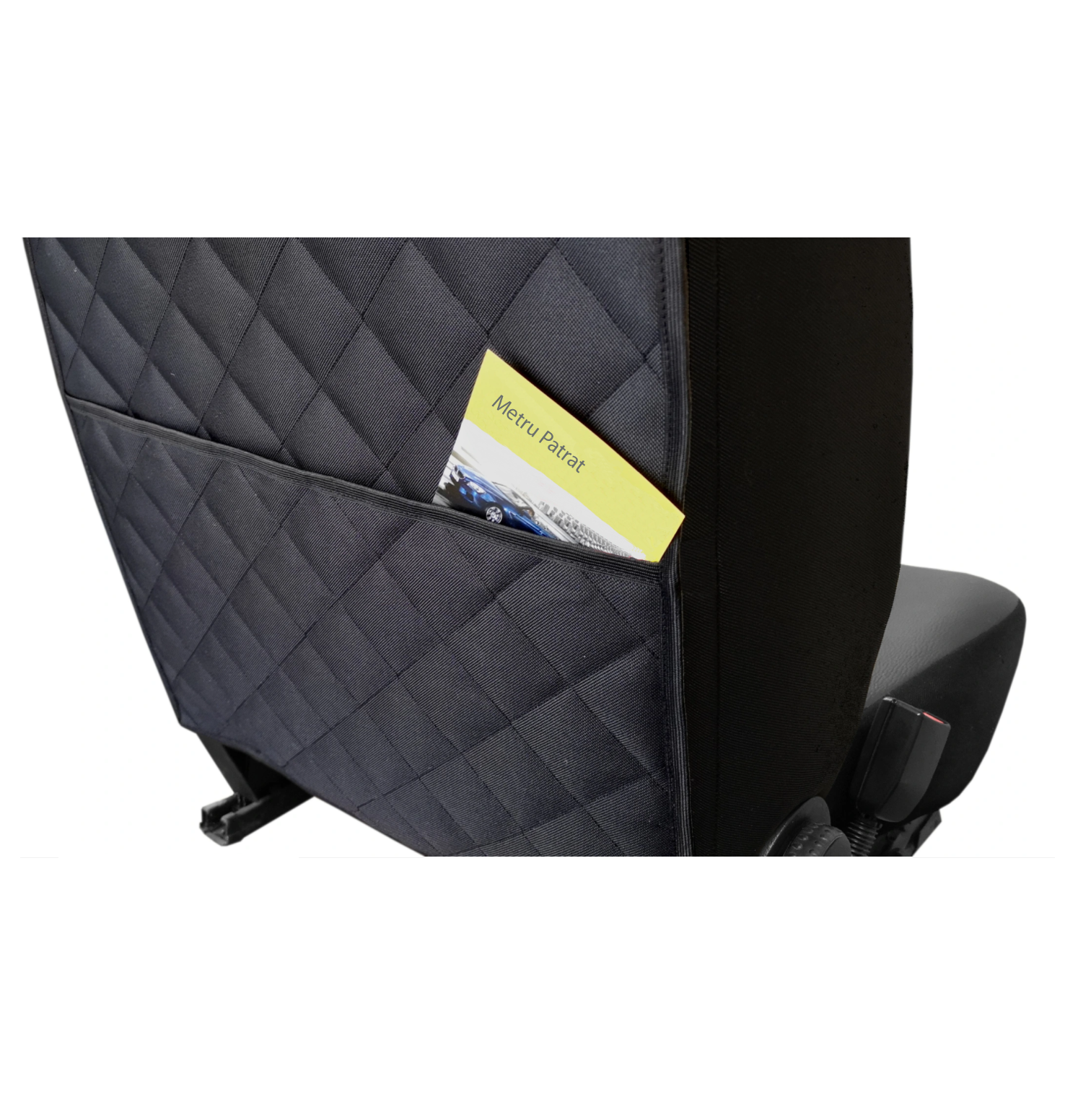 Set 2 protectii auto matlasate cu organizator, pentru spatarul scaunului din fata, lavabile, impermeabile, neagra - MetruPatrat.ro