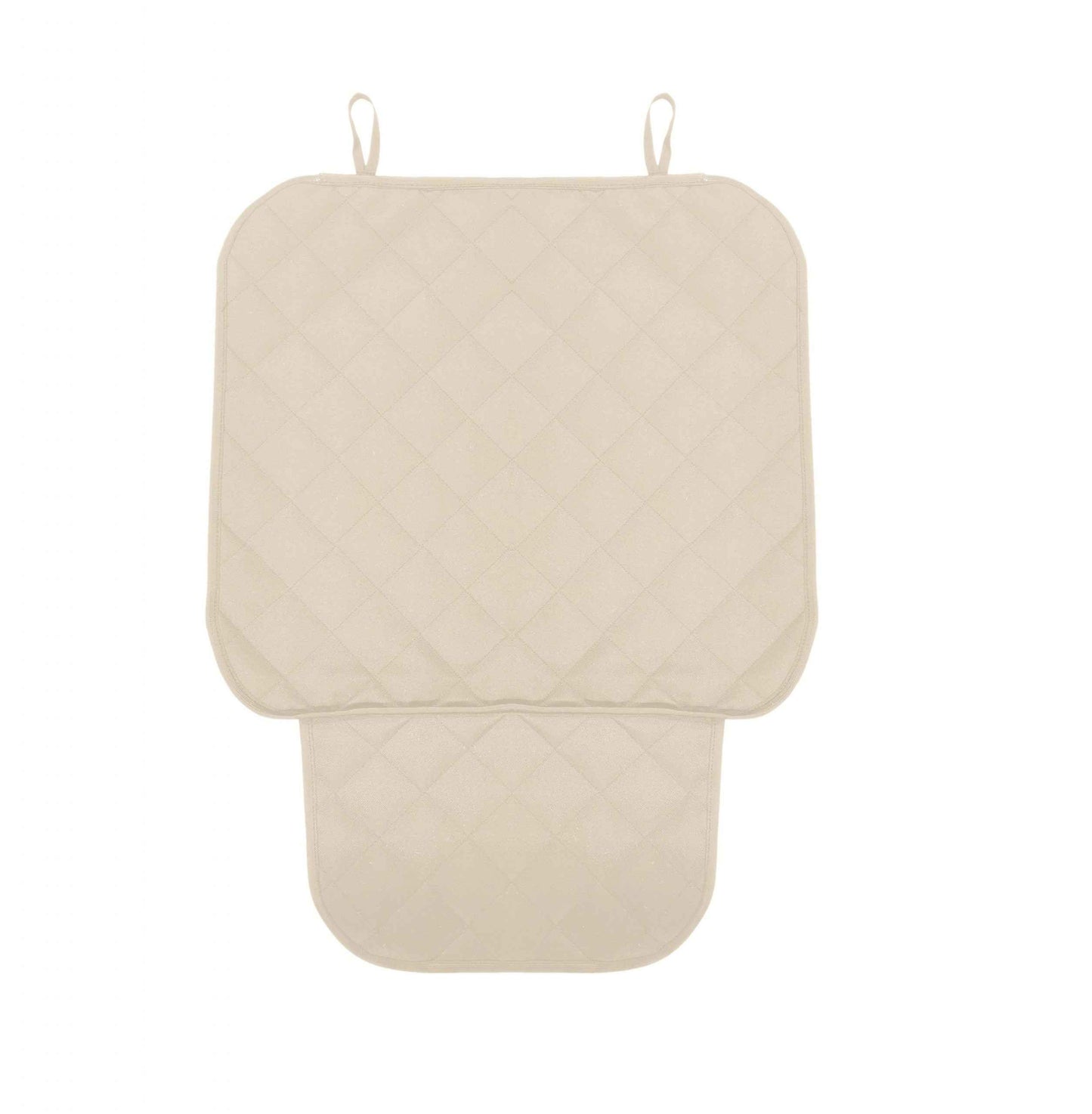 Set 2 protectii scaune auto, universale, matlasate, crem, lavabile, impermeabile protectie sezut scaun sau bancheta si protectie spatar scaun cu buzunar organizator