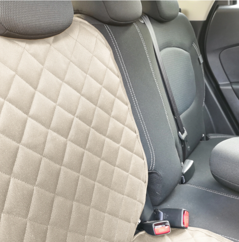 Set 2 protectii auto, scoica bebe, pentru scaune fata sau bancheta spate, matlasate, lavabile, model universal, crem - MetruPatrat.ro