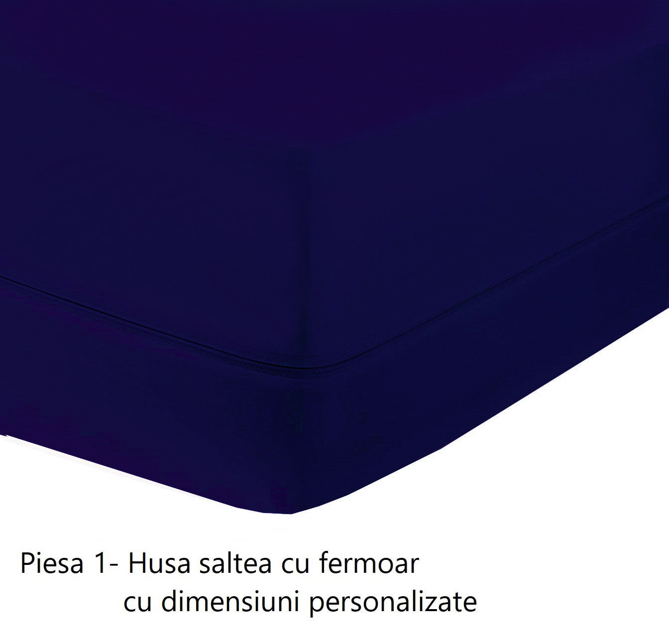 Husa cu fermoar pentru saltea din bumbac 100% natural, de culoare bleumarin uni - MetruPatrat.ro